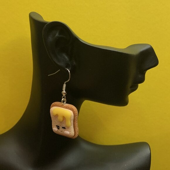 Toast Earring, Funny Food Earring, Butter Earring, Gift Idea, Toast Jewelry - Picture 2 of 5